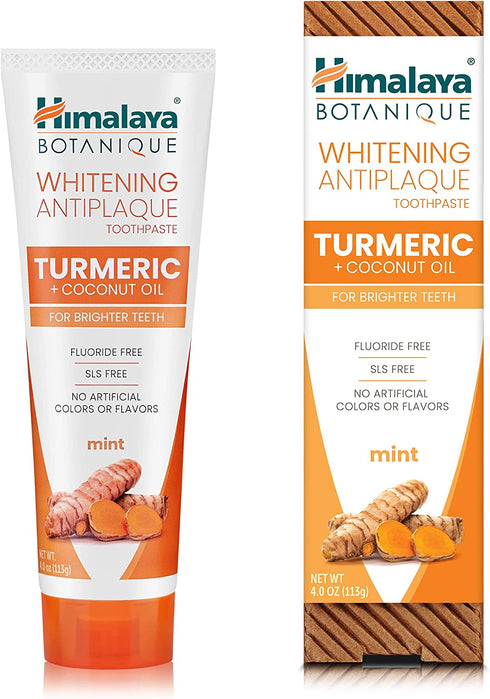Himalaya Whitening Antiplaque Toothpaste with Turmeric + Coconut Oil for Brighter Teeth, 4 oz